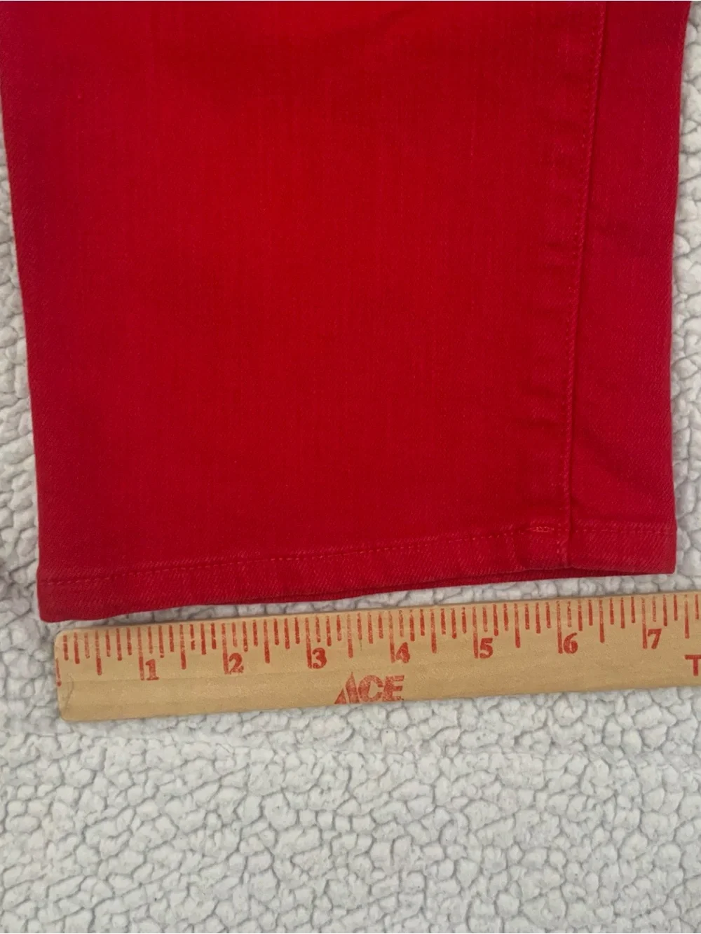 Lauren Ralph Lauren Straight Leg Red Denim Jeans Size 14 Logo Leather Patch